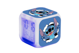 Lilo & Stitch  LED Digital Table Clock - 9 Designs, Multi-Colour Mood Light, Compact Plastic, Modern Kids Room Decor - thumbnail 1