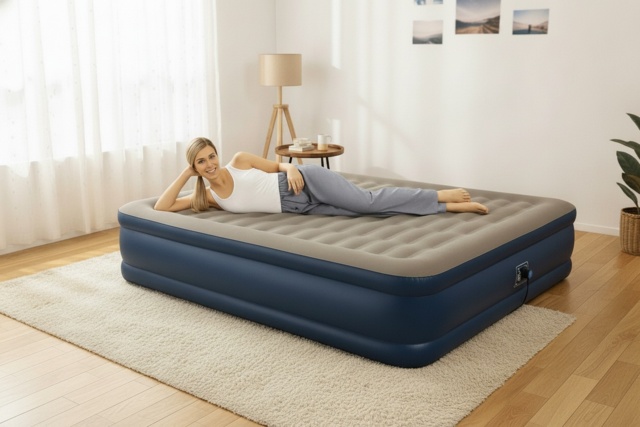 PRICE DROP! Inflatable High Raised Air Bed with Built-in Electric Pump - Single/Double - image 1