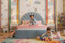 Sweet Dreams Upholstered Kids Bed - 3 Sizes & 10 Colours - thumbnail 1