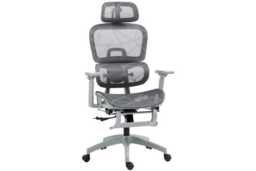 Ergonomic Grey Mesh Reclining Office Chair with Adjustable Footrest, Lumbar Support & 3D Armrests - 120kg Capacity - thumbnail 1
