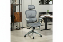 Ergonomic Grey Mesh Reclining Office Chair with Adjustable Footrest, Lumbar Support & 3D Armrests - 120kg Capacity - thumbnail 6