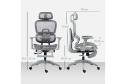 Ergonomic Grey Mesh Reclining Office Chair with Adjustable Footrest, Lumbar Support & 3D Armrests - 120kg Capacity - thumbnail 7