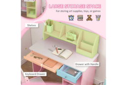 Children's Ergonomic Study Desk & Chair Set - MDF, Rounded Edges, Adjustable, Ages 5-8, Compact Kids Seating - thumbnail 8