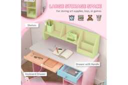 Children's Ergonomic Study Desk & Chair Set - MDF, Rounded Edges, Adjustable, Ages 5-8, Compact Kids Seating - thumbnail 4