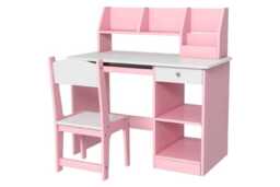 Children's Ergonomic Study Desk & Chair Set - MDF, Rounded Edges, Adjustable, Ages 5-8, Compact Kids Seating - thumbnail 1