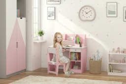 Children's Ergonomic Study Desk & Chair Set - MDF, Rounded Edges, Adjustable, Ages 5-8, Compact Kids Seating - thumbnail 2