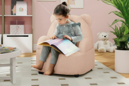 Kids' Bear Shaped Boucle Armchair - Soft Teddy Fleece, Sturdy, Toddler Size, Bedroom Accent - thumbnail 6
