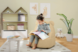 Kids' Bear Shaped Boucle Armchair - Soft Teddy Fleece, Sturdy, Toddler Size, Bedroom Accent - thumbnail 1