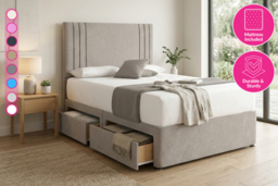 California Divan Bed with Mattress - 6 Sizes, 7 Colours & Optional Storage - thumbnail 6