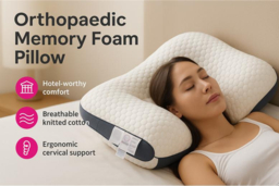 Orthopaedic Memory Foam Cervical Pillow - Ergonomic, Breathable Knitted Cotton, 74x48cm - thumbnail 6