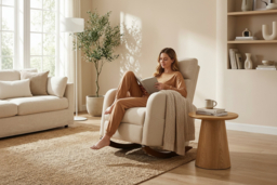 Beige Corduroy Rocking Armchair - Ergonomic Scandi Lounge Chair, 120kg Capacity - thumbnail 6