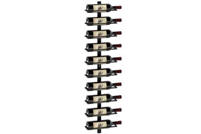 10-Tier Modular Steel Wall Wine Rack - Space-Saving Vertical Bottle Storage, Black, 10-Bottle Capacity - image 1