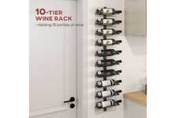 10-Tier Modular Steel Wall Wine Rack - Space-Saving Vertical Bottle Storage, Black, 10-Bottle Capacity - thumbnail 4