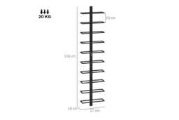 10-Tier Modular Steel Wall Wine Rack - Space-Saving Vertical Bottle Storage, Black, 10-Bottle Capacity - thumbnail 3
