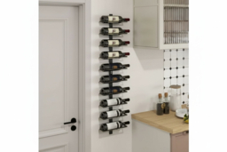 10-Tier Modular Steel Wall Wine Rack - Space-Saving Vertical Bottle Storage, Black, 10-Bottle Capacity - thumbnail 6