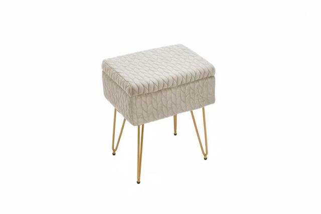 Multifunctional Upholstered Storage Ottoman Stool with Wood Tray Top - image 1
