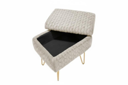Multifunctional Upholstered Storage Ottoman Stool with Wood Tray Top - thumbnail 8