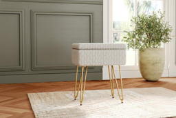 Multifunctional Upholstered Storage Ottoman Stool with Wood Tray Top - thumbnail 6