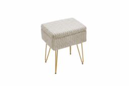 Multifunctional Upholstered Storage Ottoman Stool with Wood Tray Top - thumbnail 5
