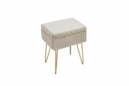 Multifunctional Upholstered Storage Ottoman Stool with Wood Tray Top - thumbnail 1