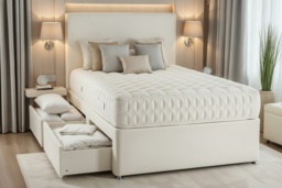 Taylor Divan Bed Set with Headboard and Optional Storage - 6 Sizes - thumbnail 2