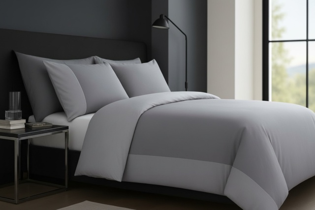 Luxury Cotton Rich Grey Double Duvet Set - Soft, Breathable & Machine Washable Modern Bedding - image 1