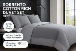 Luxury Cotton Rich Grey Double Duvet Set - Soft, Breathable & Machine Washable Modern Bedding - thumbnail 2