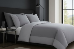 Luxury Cotton Rich Grey Double Duvet Set - Soft, Breathable & Machine Washable Modern Bedding - thumbnail 1