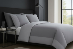Luxury Cotton Rich Grey Double Duvet Set - Soft, Breathable & Machine Washable Modern Bedding - thumbnail 5