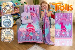 Trolls- Fleece Glow Blanket for Kids - Purple - thumbnail 2