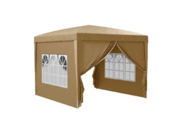 3x3m Weather-Resistant Pop-Up Steel Gazebo Shelter - Khaki Outdoor Marquee - thumbnail 6