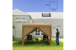 3x3m Weather-Resistant Pop-Up Steel Gazebo Shelter - Khaki Outdoor Marquee - thumbnail 7