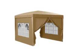 3x3m Weather-Resistant Pop-Up Steel Gazebo Shelter - Khaki Outdoor Marquee - thumbnail 2