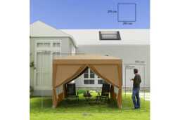 3x3m Weather-Resistant Pop-Up Steel Gazebo Shelter - Khaki Outdoor Marquee - thumbnail 3