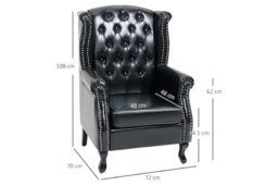 Faux Leather Wingback Chesterfield Accent Chair - Vintage Nail Trim, Padded, Sturdy Wood Frame - thumbnail 5