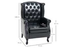 Faux Leather Wingback Chesterfield Accent Chair - Vintage Nail Trim, Padded, Sturdy Wood Frame - thumbnail 1
