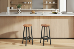 Industrial Bar Stools Set of 2 - Rustic Brown, Steel Frame, Space-Saving, Water-Resistant, 120kg Capacity - thumbnail 6