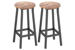 Industrial Bar Stools Set of 2 - Rustic Brown, Steel Frame, Space-Saving, Water-Resistant, 120kg Capacity - thumbnail 5