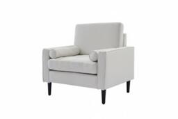 Beige Linen-Upholstered Mid-Century Single Armchair Sofa