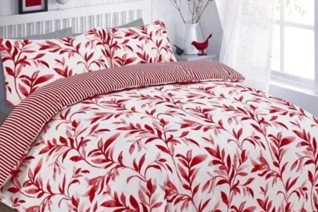 Ellie Leaf Polycotton Duvet Cover Set - Reversible, Machine Washable, 4 Sizes, Modern Leaf Print - image 1