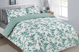 Ellie Leaf Polycotton Duvet Cover Set - Reversible, Machine Washable, 4 Sizes, Modern Leaf Print - thumbnail 6