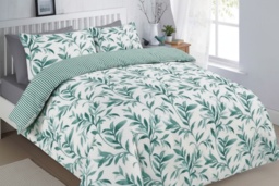 Ellie Leaf Polycotton Duvet Cover Set - Reversible, Machine Washable, 4 Sizes, Modern Leaf Print - thumbnail 2