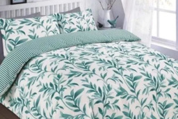 Ellie Leaf Polycotton Duvet Cover Set - Reversible, Machine Washable, 4 Sizes, Modern Leaf Print - thumbnail 4