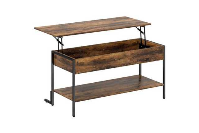 Rustic Brown Lift-Top Coffee Table with Storage - Industrial Metal Frame, Space-Saving Living Room Table - image 1