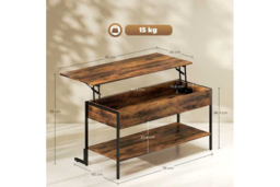 Rustic Brown Lift-Top Coffee Table with Storage - Industrial Metal Frame, Space-Saving Living Room Table - thumbnail 7