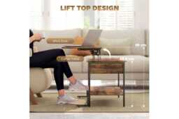 Rustic Brown Lift-Top Coffee Table with Storage - Industrial Metal Frame, Space-Saving Living Room Table - thumbnail 4