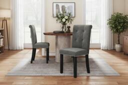 PRICE DROP! Tufted Velvet Upholstered Studded Knocker Dining Chair - Light Grey - thumbnail 3