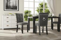 PRICE DROP! Tufted Velvet Upholstered Studded Knocker Dining Chair - Light Grey - thumbnail 4