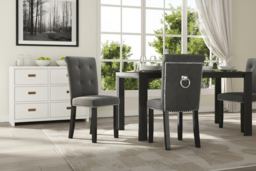 PRICE DROP! Tufted Velvet Upholstered Studded Knocker Dining Chair - Light Grey - thumbnail 8