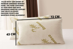 Indonesian Bamboo Adjustable Memory Foam Pillow - Eco-Friendly, Customisable Comfort, 72x43cm - thumbnail 3